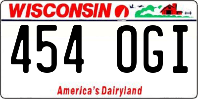 WI license plate 454OGI