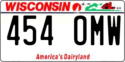 WI license plate 454OMW