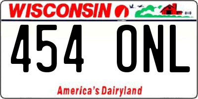 WI license plate 454ONL