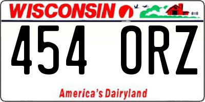 WI license plate 454ORZ