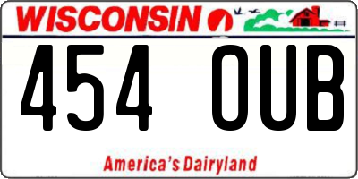 WI license plate 454OUB