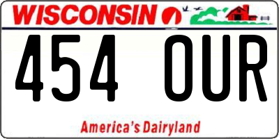 WI license plate 454OUR