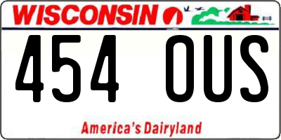 WI license plate 454OUS