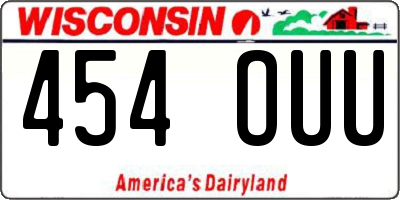 WI license plate 454OUU
