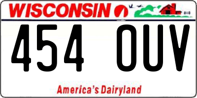 WI license plate 454OUV