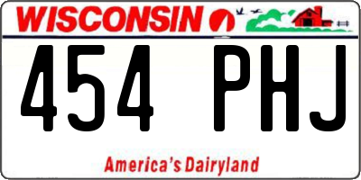 WI license plate 454PHJ