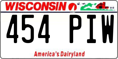 WI license plate 454PIW
