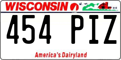WI license plate 454PIZ
