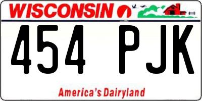 WI license plate 454PJK
