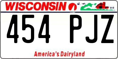 WI license plate 454PJZ