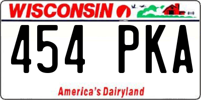 WI license plate 454PKA