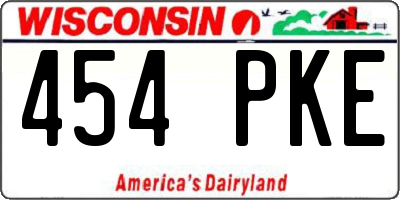 WI license plate 454PKE
