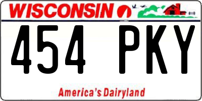 WI license plate 454PKY
