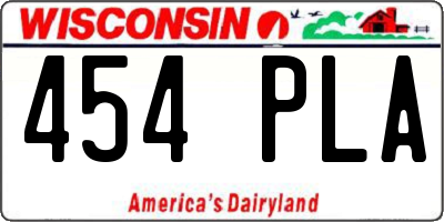 WI license plate 454PLA