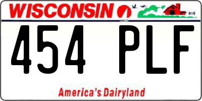 WI license plate 454PLF