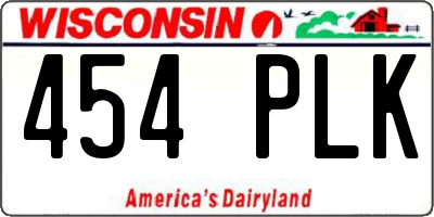 WI license plate 454PLK