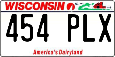 WI license plate 454PLX