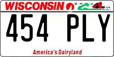 WI license plate 454PLY