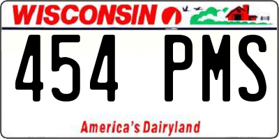 WI license plate 454PMS
