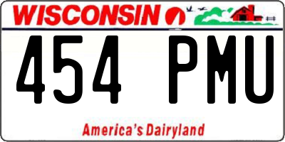 WI license plate 454PMU