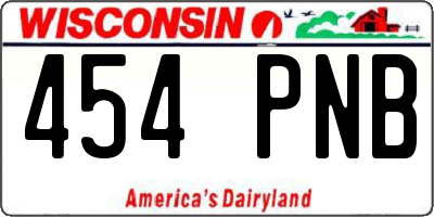 WI license plate 454PNB