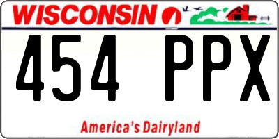 WI license plate 454PPX