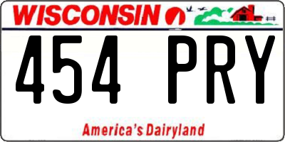 WI license plate 454PRY