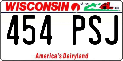 WI license plate 454PSJ