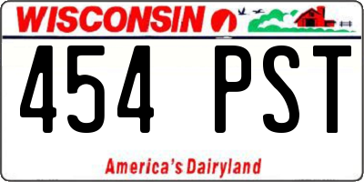 WI license plate 454PST