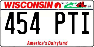 WI license plate 454PTI
