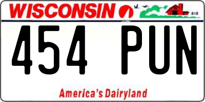 WI license plate 454PUN