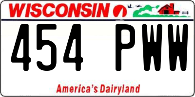 WI license plate 454PWW