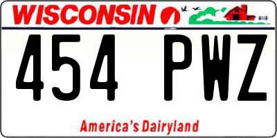 WI license plate 454PWZ