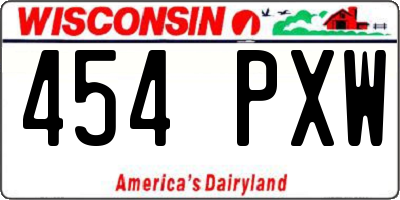WI license plate 454PXW