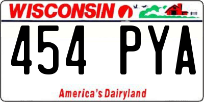 WI license plate 454PYA