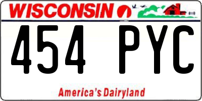 WI license plate 454PYC