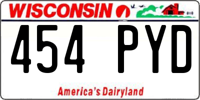 WI license plate 454PYD