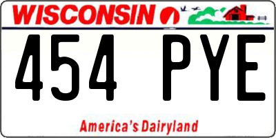 WI license plate 454PYE