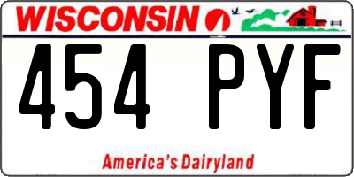 WI license plate 454PYF