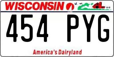 WI license plate 454PYG