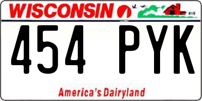 WI license plate 454PYK