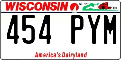 WI license plate 454PYM