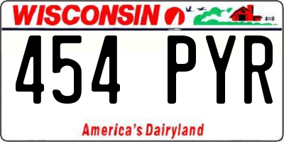 WI license plate 454PYR