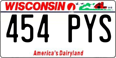WI license plate 454PYS