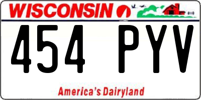 WI license plate 454PYV