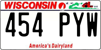 WI license plate 454PYW