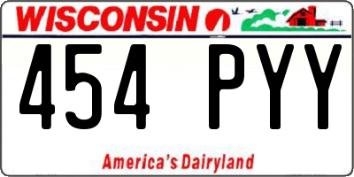 WI license plate 454PYY