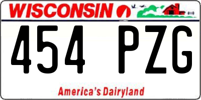 WI license plate 454PZG