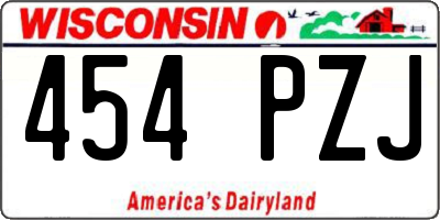WI license plate 454PZJ