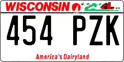 WI license plate 454PZK